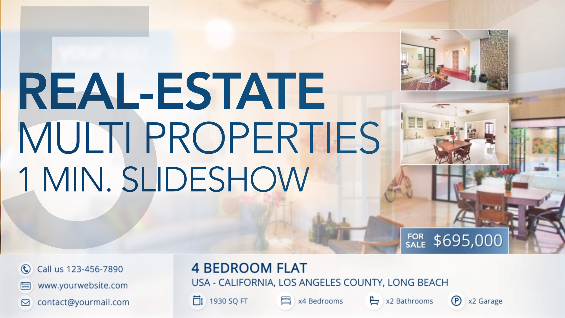Real-Estate Multi Properties 1min Slideshow 5 - Apple Motion 5 Template