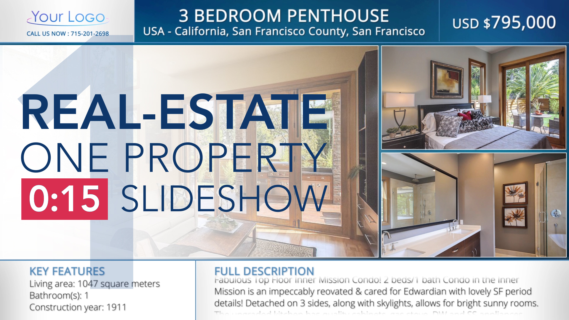 RealEstate One Property 15s Slideshow 1 Apple Motion 5 Template